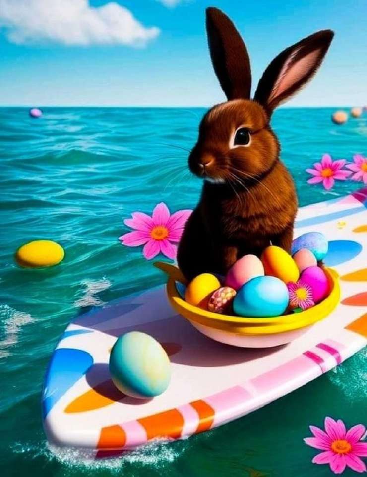 Easter surfer bunny online puzzle
