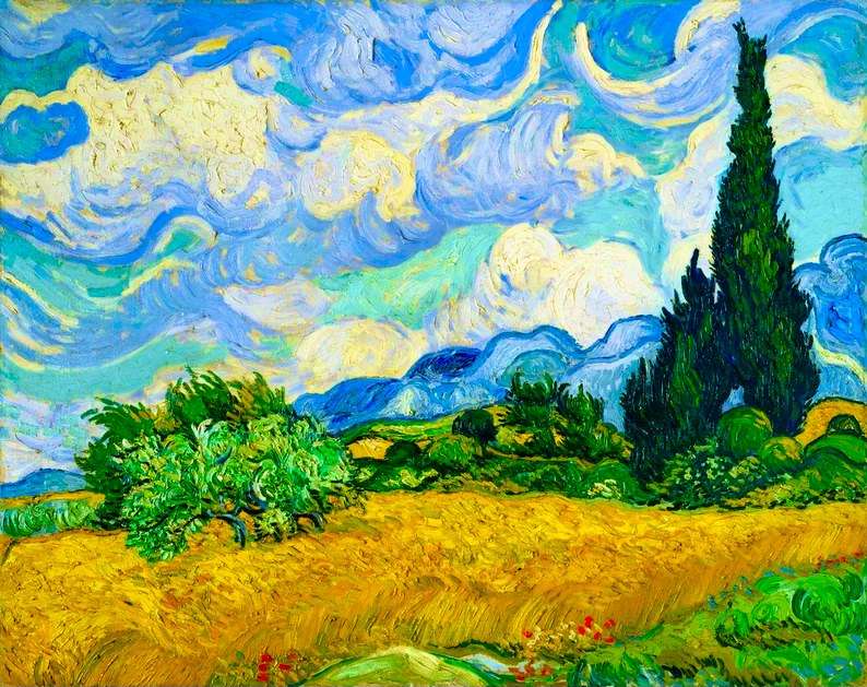Wheat field with cypresses online puzzle