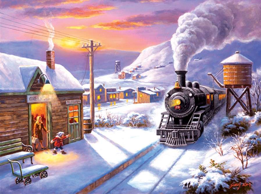 the train arrives at the station jigsaw puzzle online