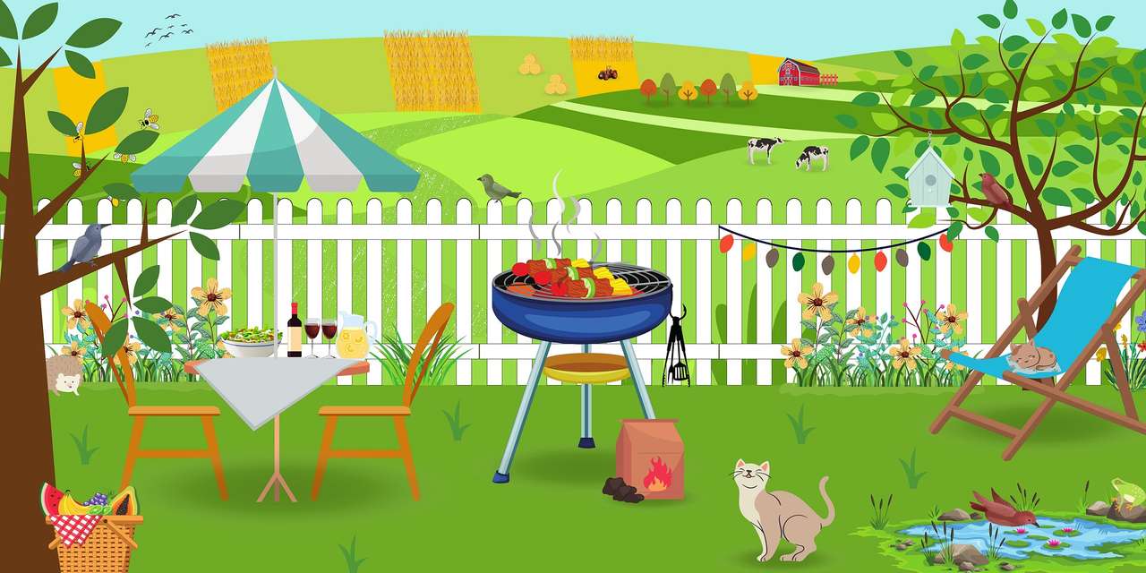 Barbecueën in de tuin legpuzzel online