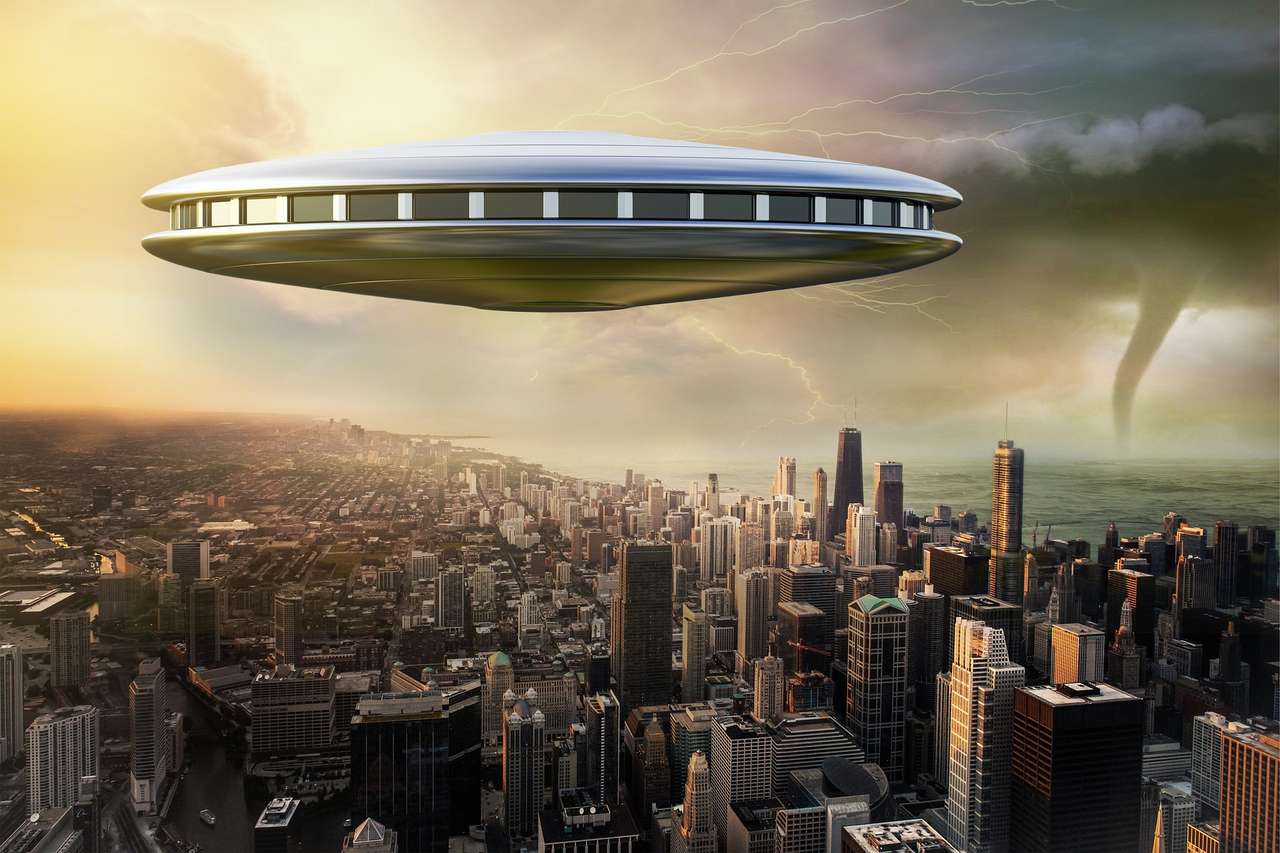 UFO over the city online puzzle
