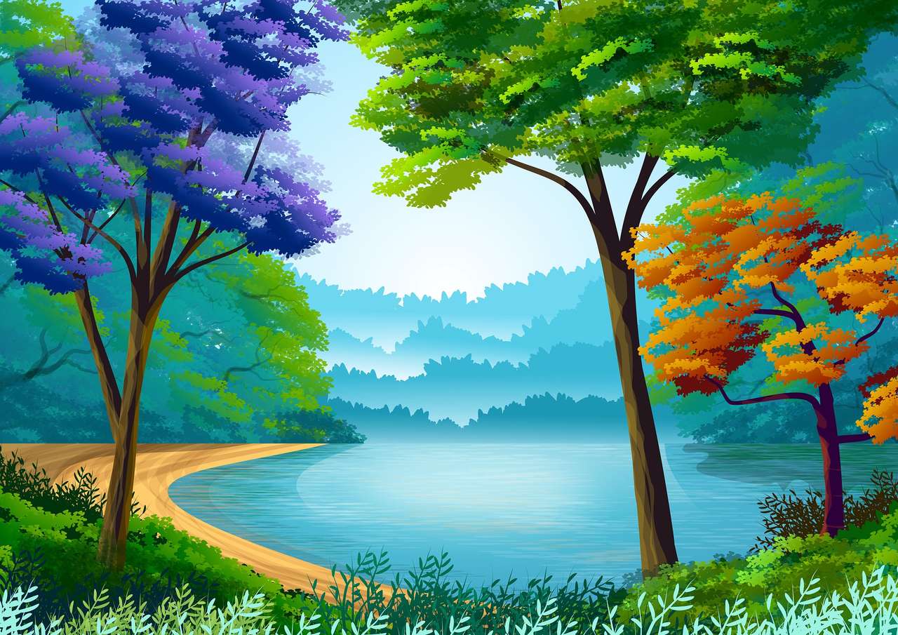 Copaci colorați jigsaw puzzle online