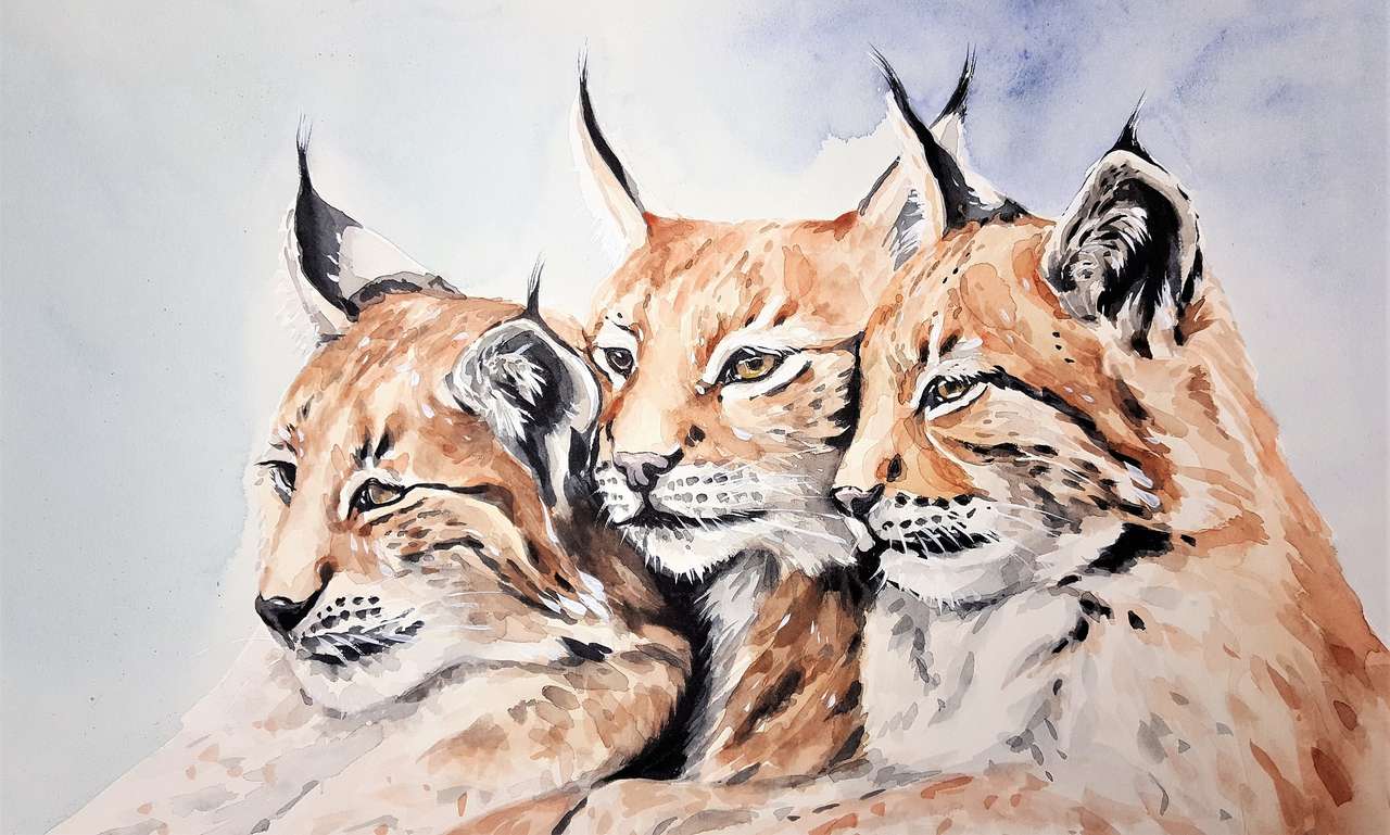 Three lynxes jigsaw puzzle online