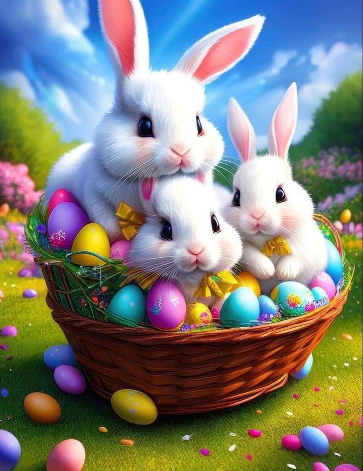 Великденски зайци онлайн пъзел