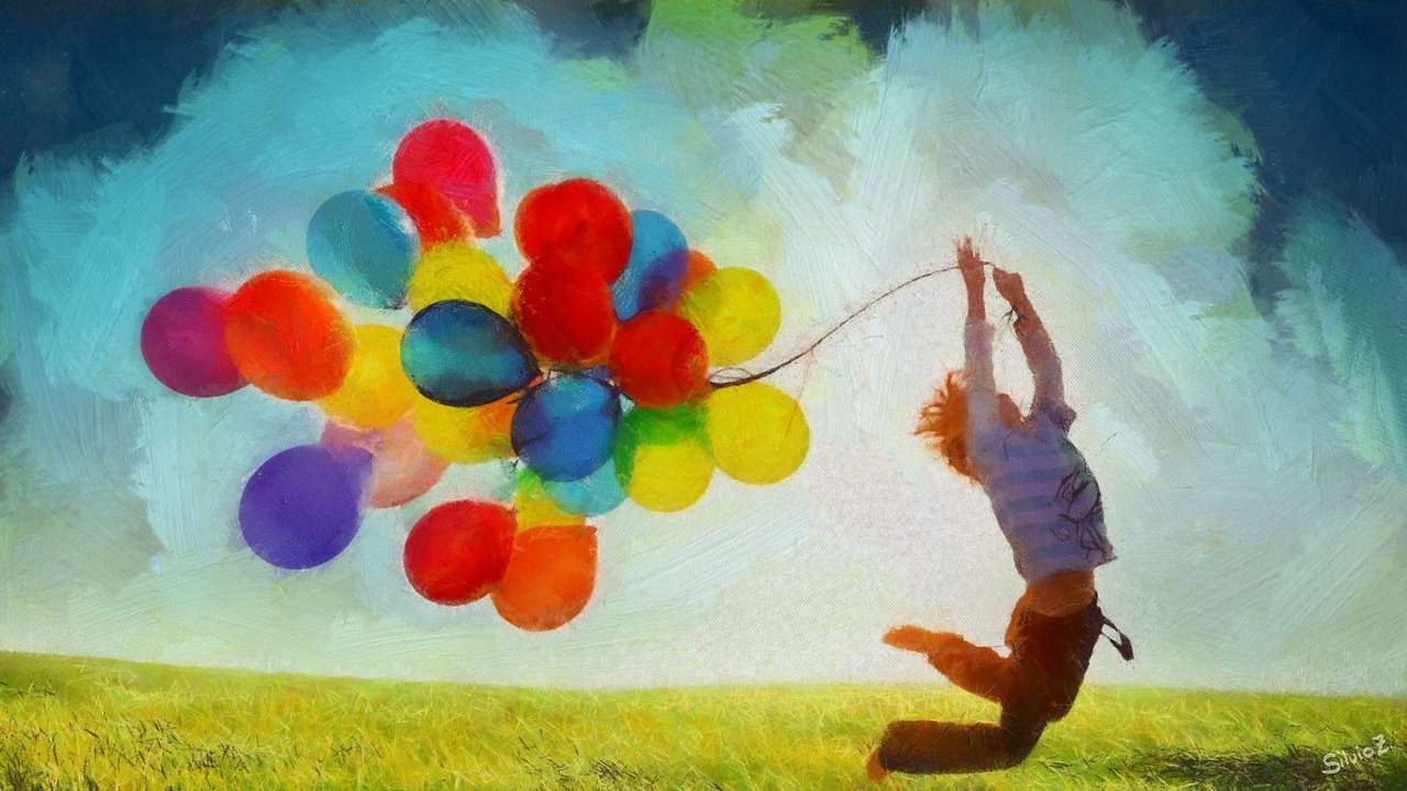 момче с балони онлайн пъзел