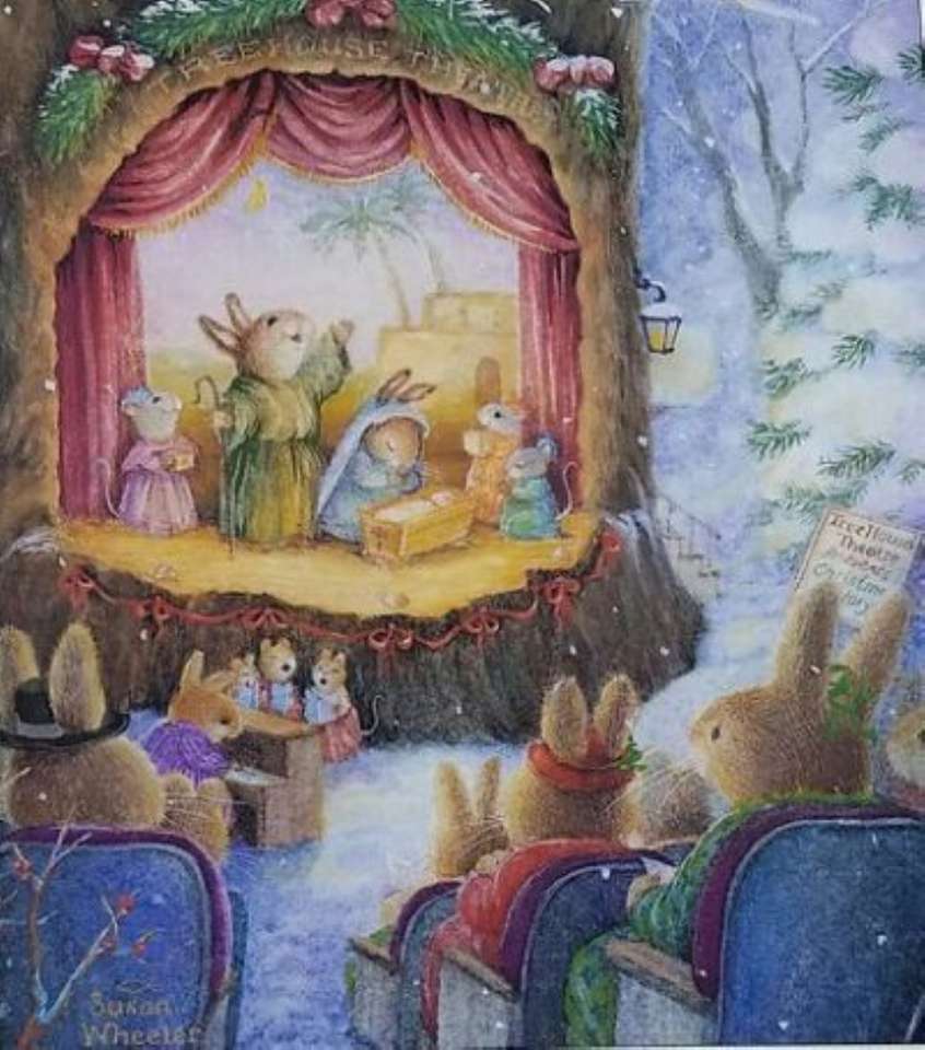 christmas scene for bunnies online puzzle