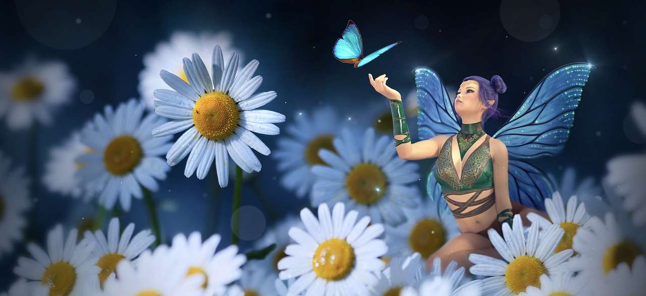 Elf mezi květinami skládačky online