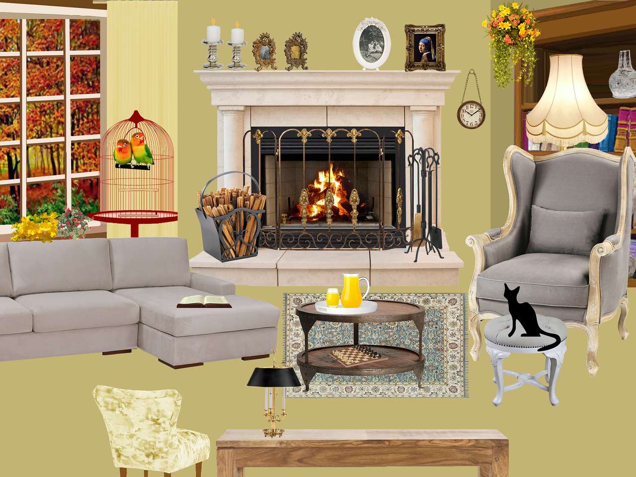 lounge with fireplace jigsaw puzzle online