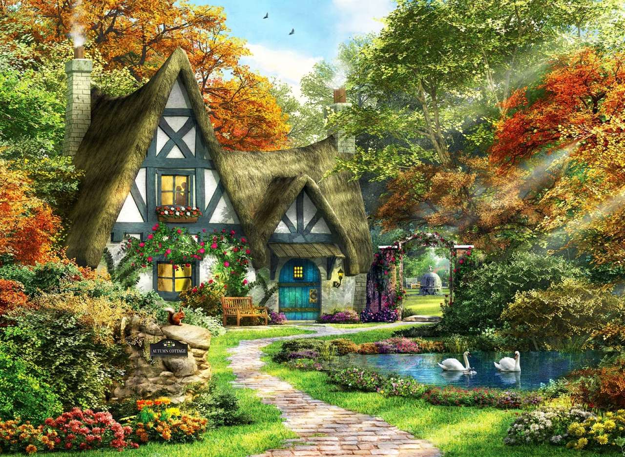 jolie chaumière et son jardin magnifique puzzle en ligne