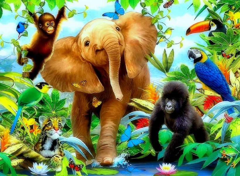 Jungle Juniors-Kinder des Dschungels Puzzlespiel online
