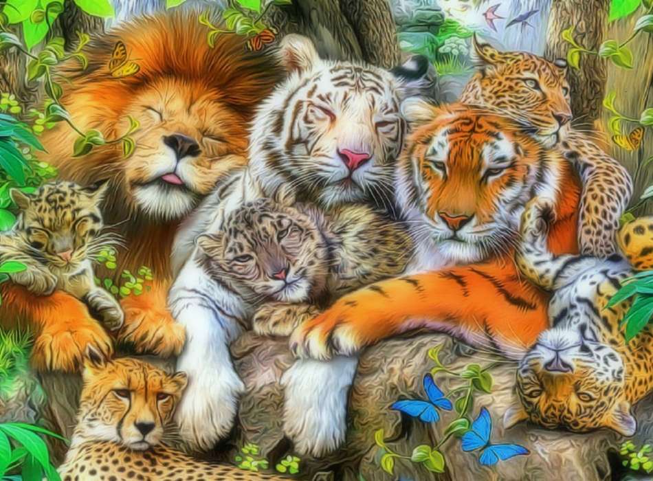Grande pisolino del gatto selvatico - Grande pisolino del gatto selvatico puzzle online