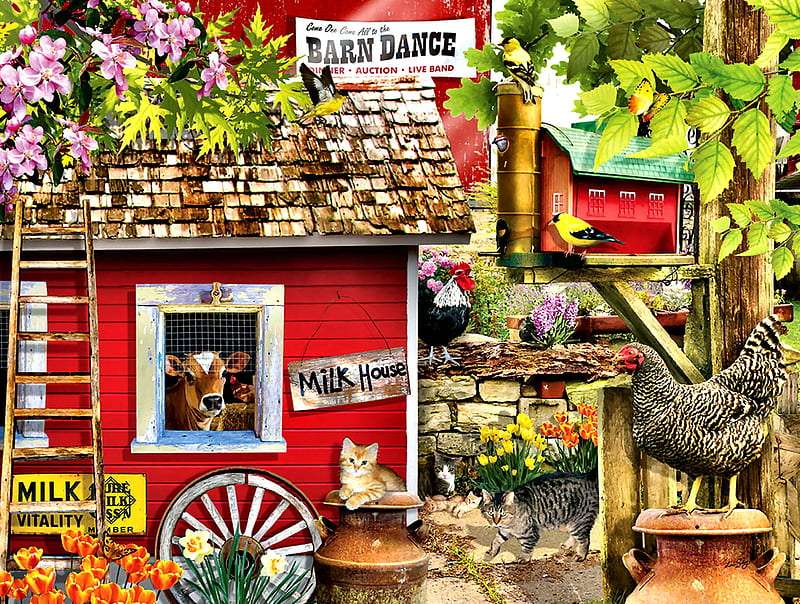 Das Milchhaus-Milchhaus auf dem Bauernhof Online-Puzzle