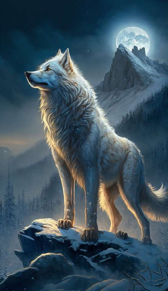 белый Волк пазл онлайн