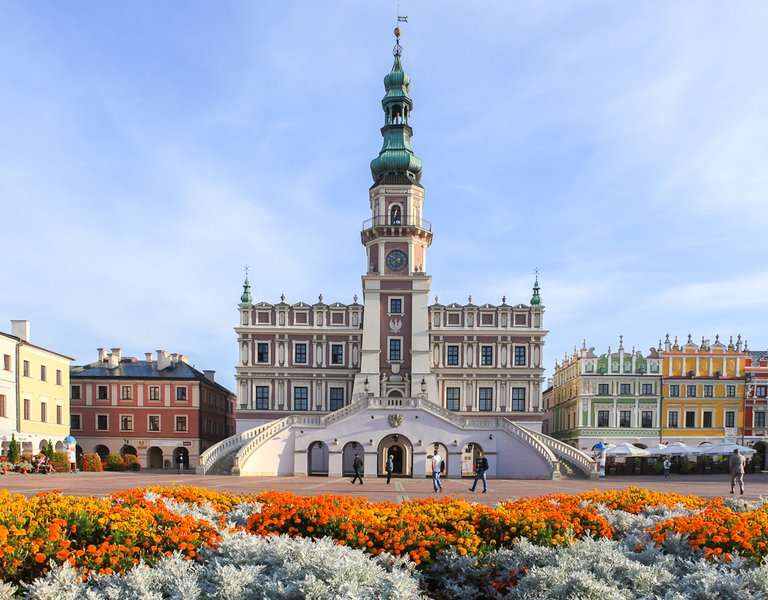 Stadscentrum van Zamosc in Polen online puzzel