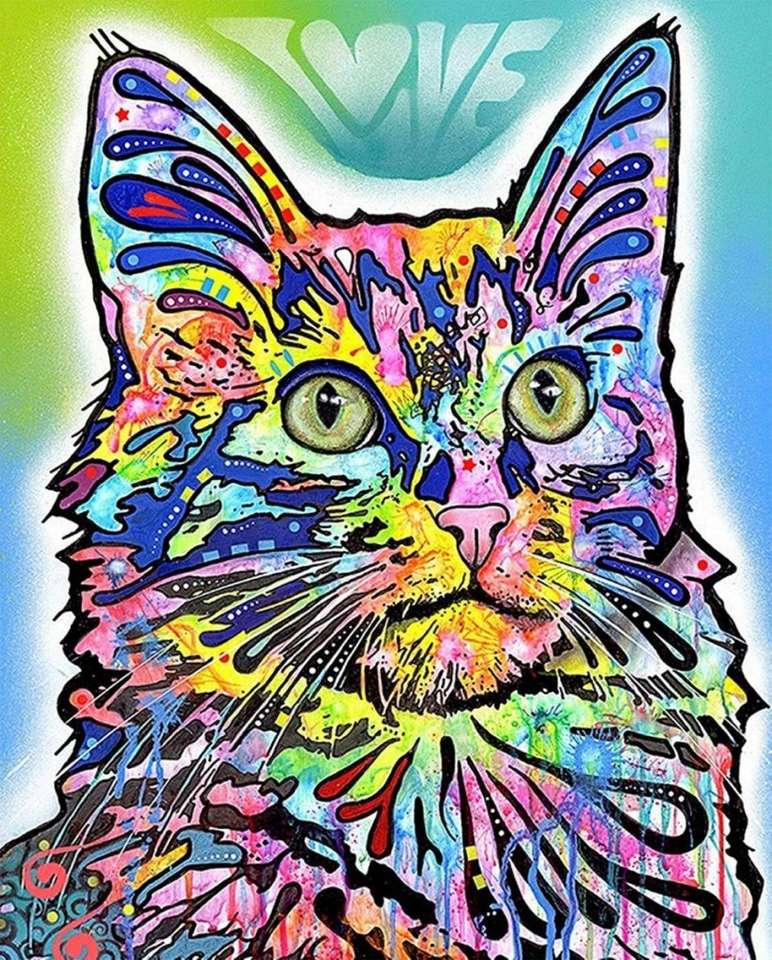 Ουράνιο τόξο παστέλ γάτα online παζλ