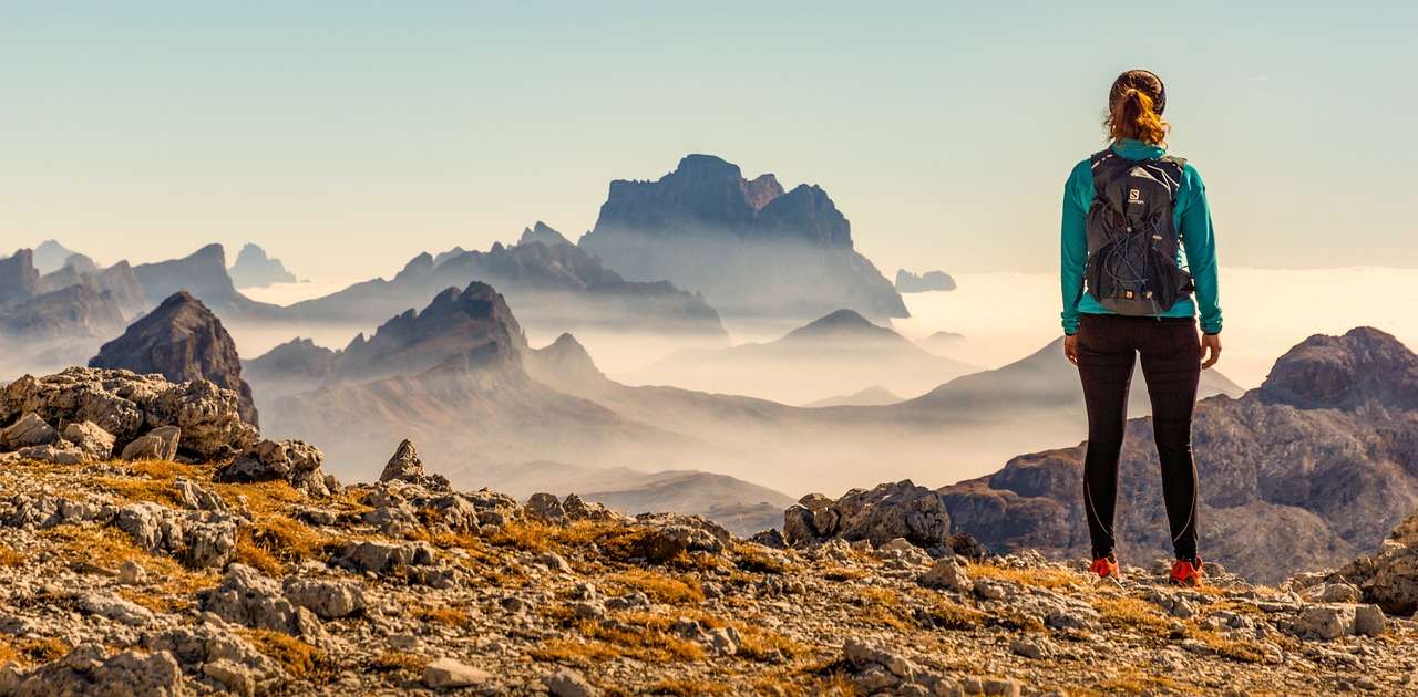 Женщина Панорама Гора онлайн-пазл