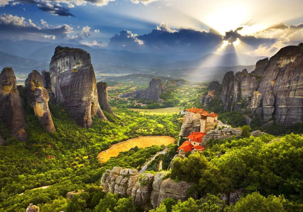 Гърция - Метеора - паметници в красиви планини онлайн пъзел