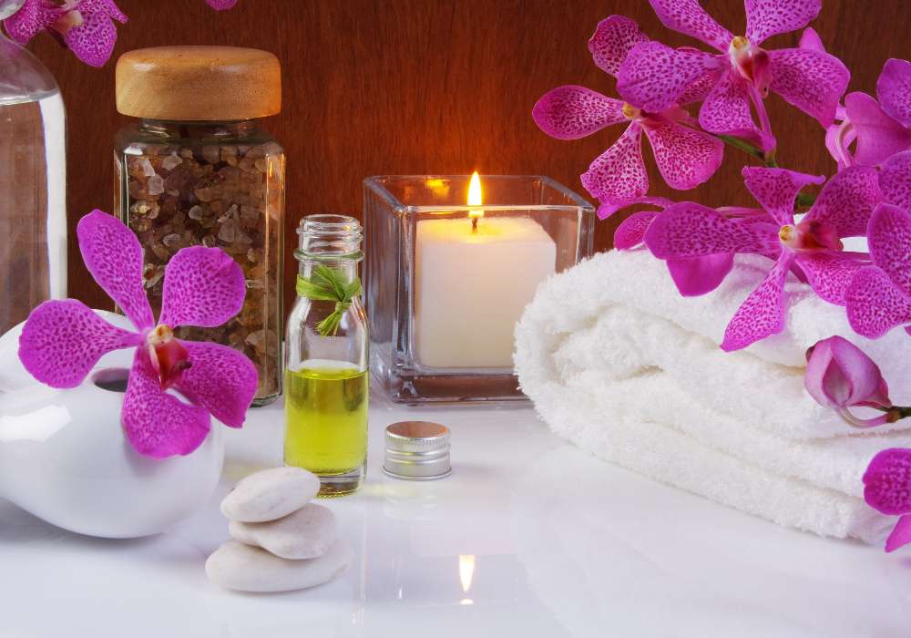 Beautiful orchids in an aromatic SPA online puzzle