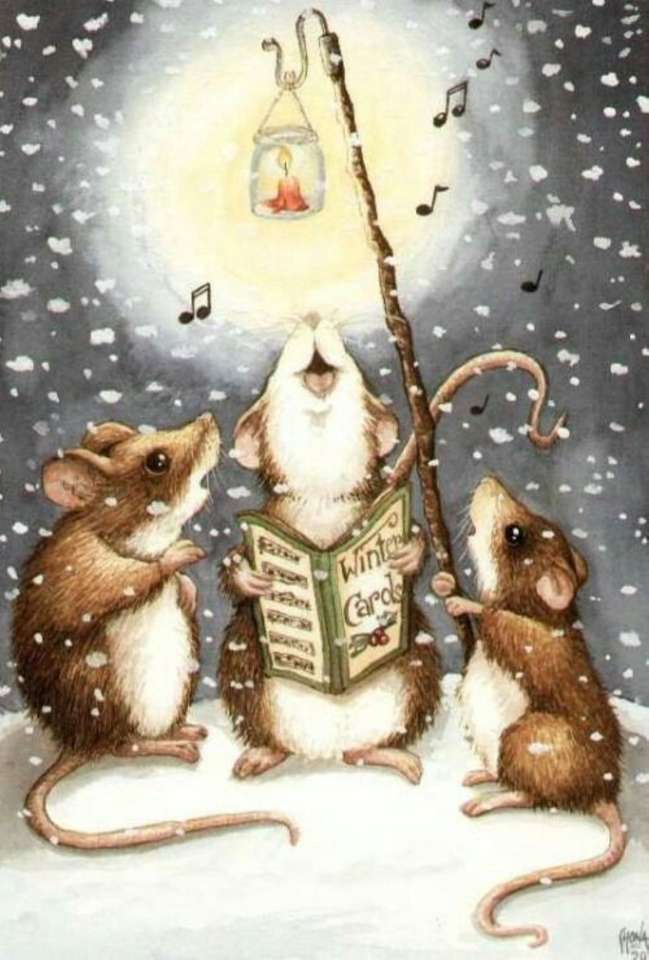 Mäuse singen Weihnachten Online-Puzzle