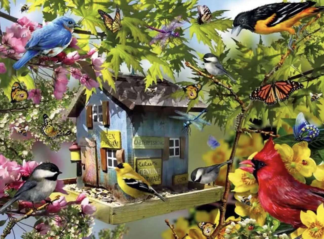 Encontros de pássaros para brunch e fofocas puzzle online