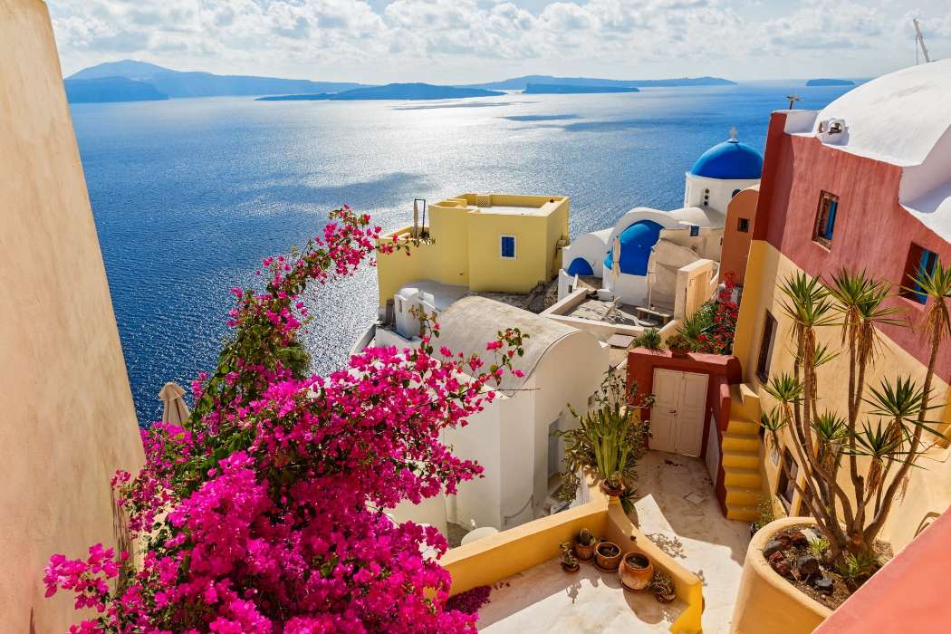 Grécia - Fabulosa beleza de uma casa em Santorini quebra-cabeças online