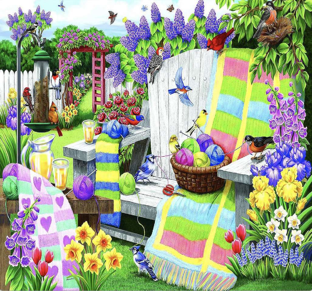 Un jardin de conte de fées plein de fleurs colorées puzzle en ligne
