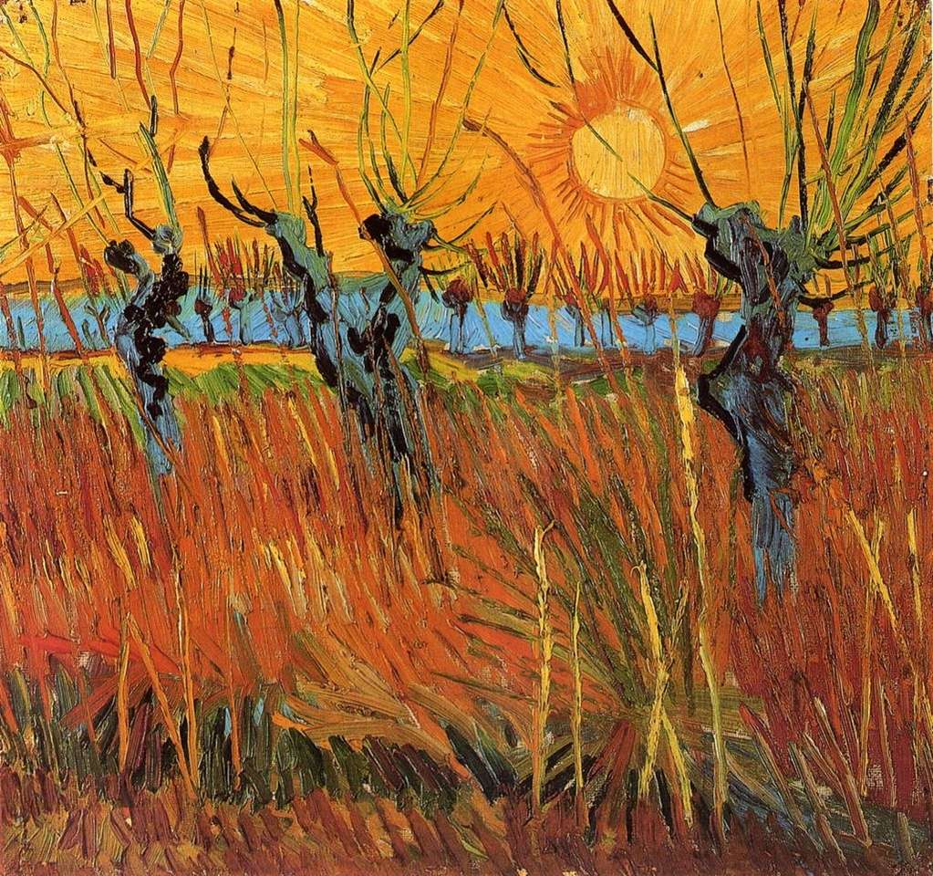 Salgueiros ao pôr do sol de Vincent van Gogh puzzle online