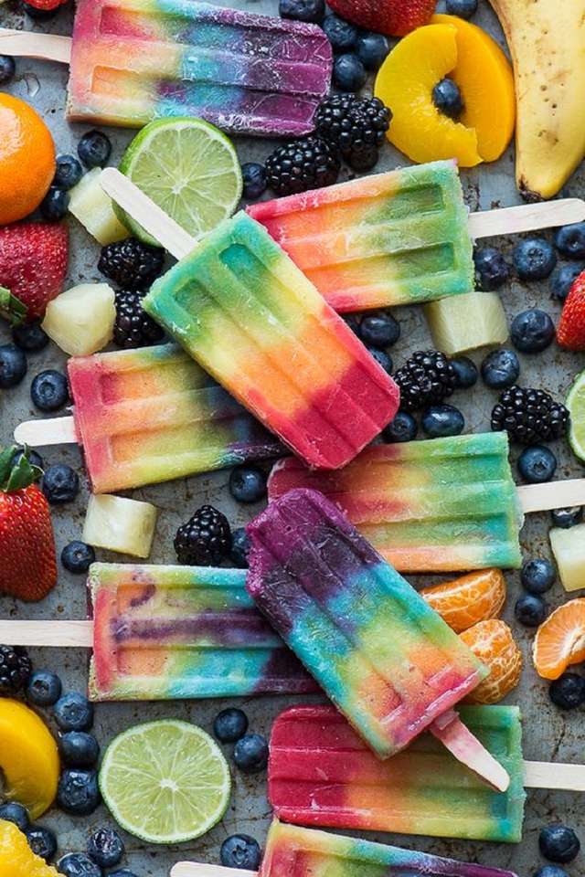 Rainbow Frukt Popsicles Pussel online