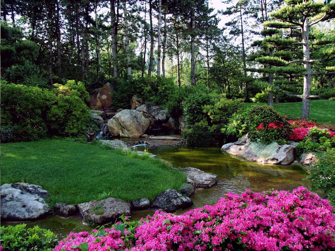 Пейзаж японска градина онлайн пъзел