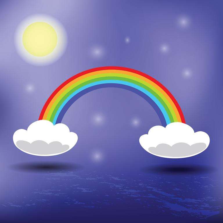 Regenbogen, Wolken, Sonnenschein Online-Puzzle