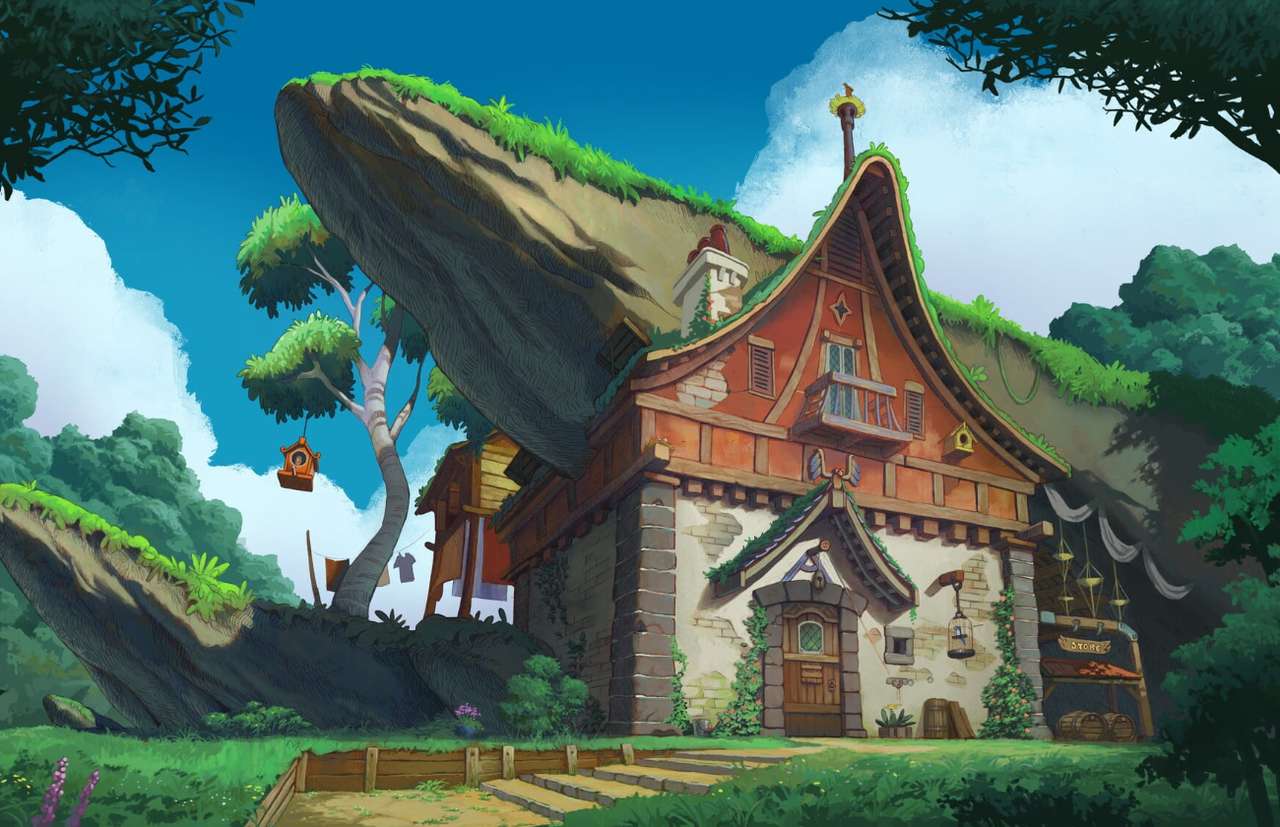 O casă a unui pitic sau a unui șaman al pădurii :) puzzle online