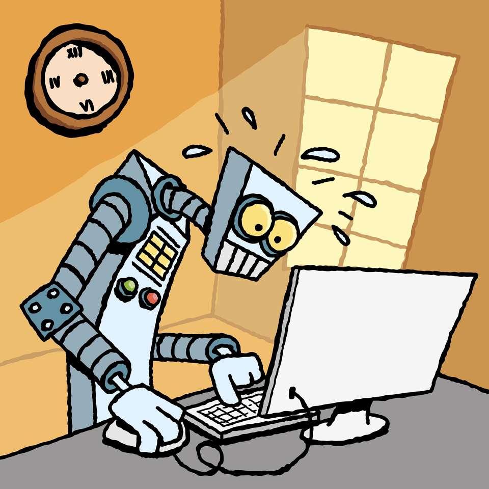 Робот за компьютером онлайн-пазл