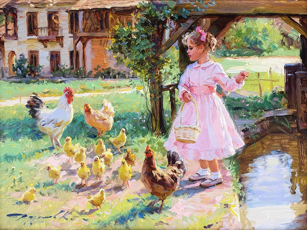 Картина дети кормят курицу и цыплят. Иллюстрации репродукции картин м.и Климентов курица с цыплятами. Картина м.и Климентов курица с цыплятами.