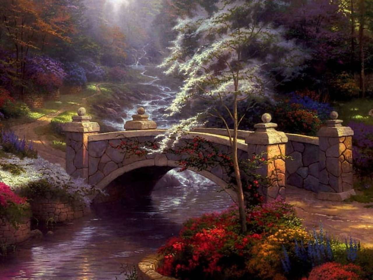 flowered bridge and path online puzzle