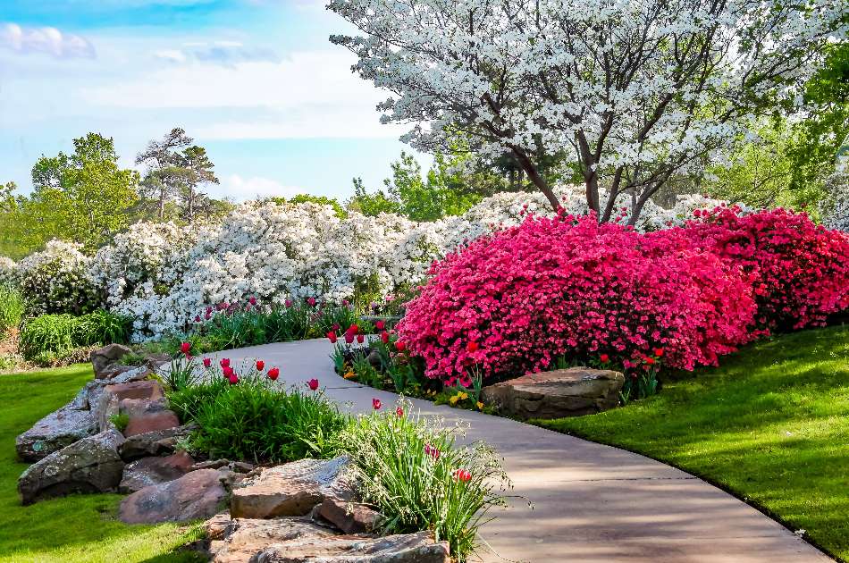 Барвистий казковий весняний сад онлайн пазл