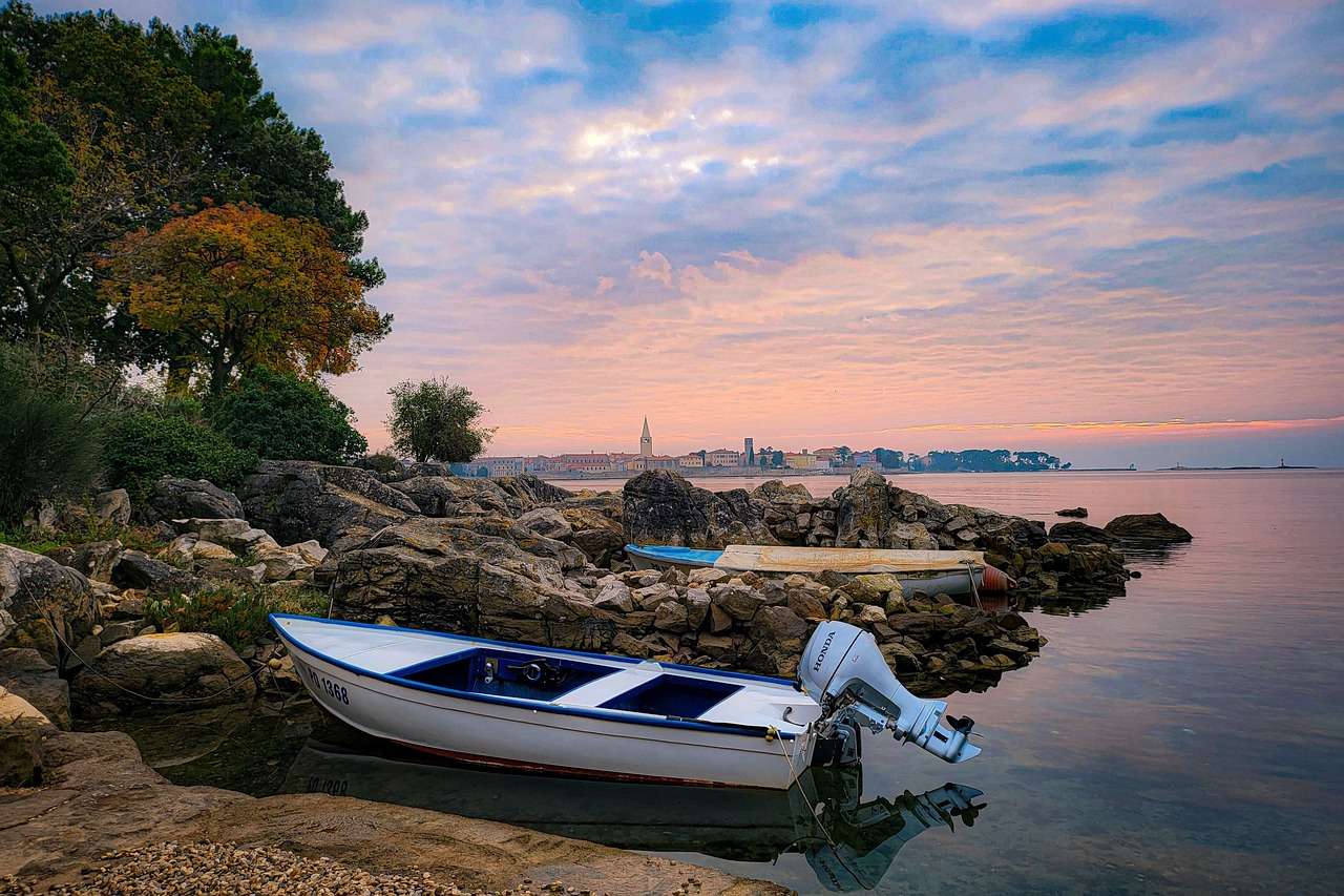 Barche della baia di tramonto puzzle online