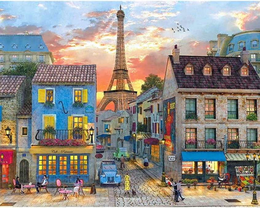 Franse straat en beroemde toren online puzzel