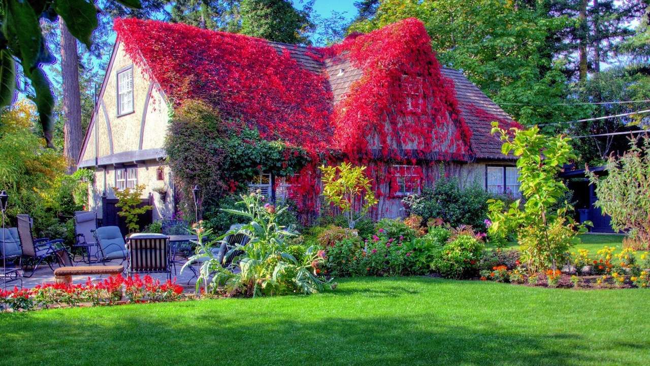 Ett vackert engelskt hus pussel på nätet