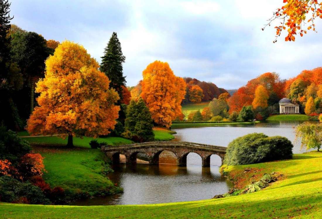 Stourhead - красивий парк біля вісімнадцятої резиденції, диво онлайн пазл