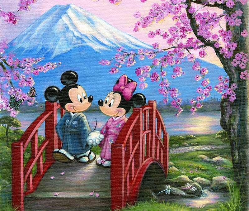 Minnie and Mickey Mouse in the Land of the Rising Sun jigsaw puzzle online