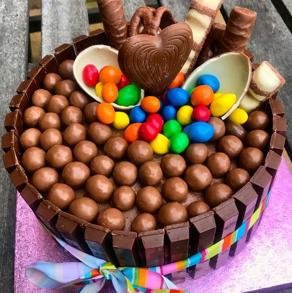 Einfacher Schokoladen-Geburtstagskuchen! Online-Puzzle