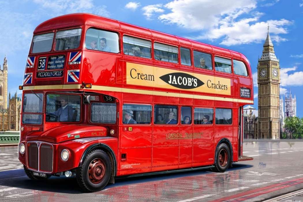 Versión antigua londinense del clásico autobús de dos pisos rompecabezas en línea