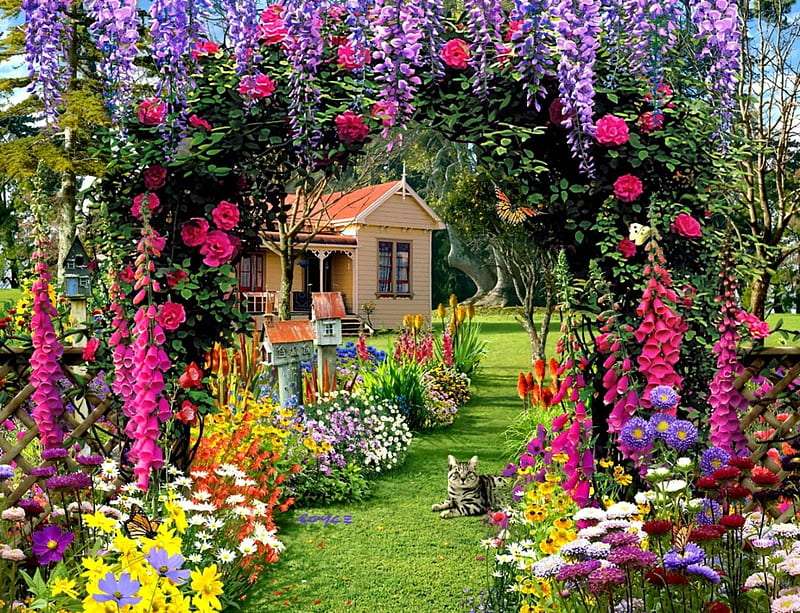 Flori de gradina de vara, cata frumusete si culori acolo puzzle online