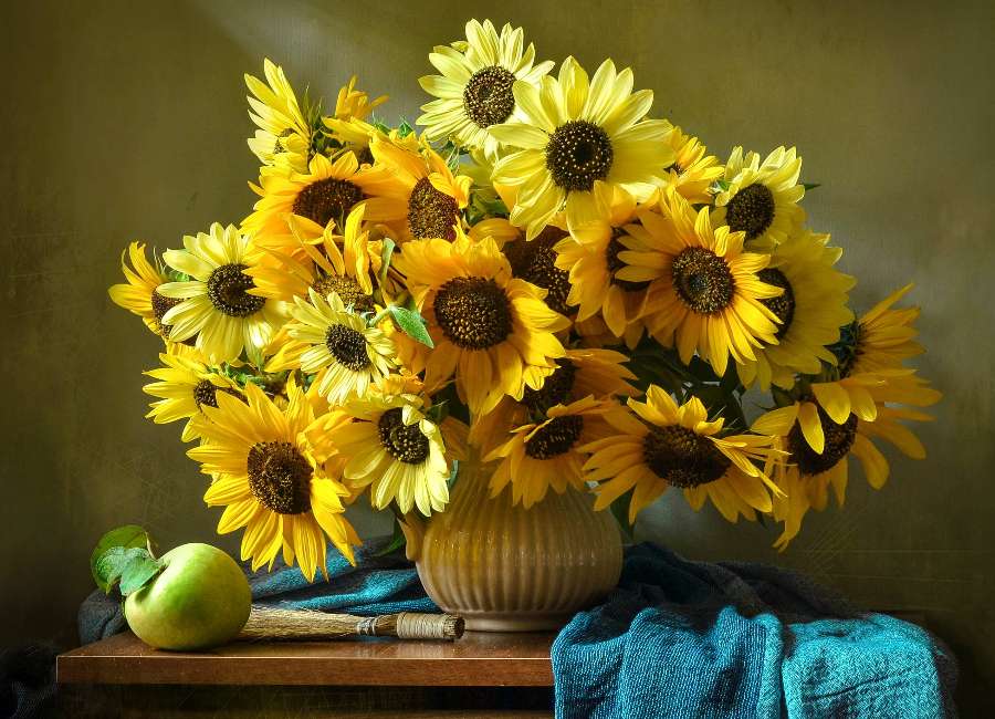 Ein wunderschöner Strauß Sonnenblumen Online-Puzzle