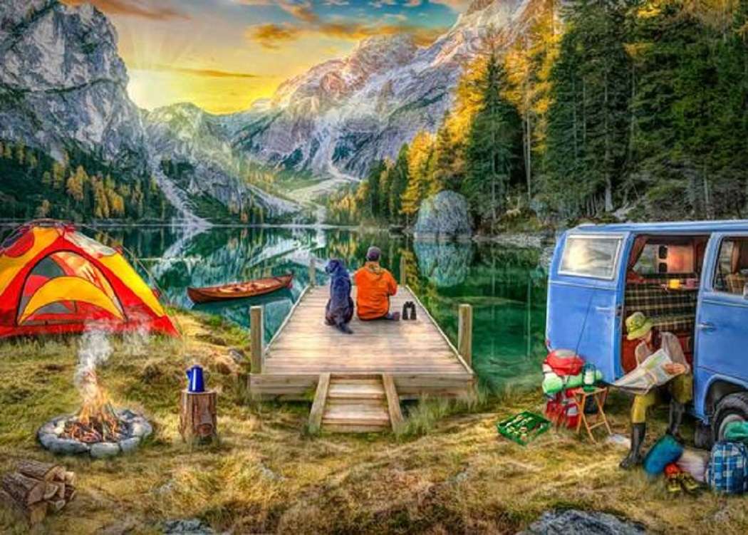 Forest, lake and mountain jigsaw puzzle online