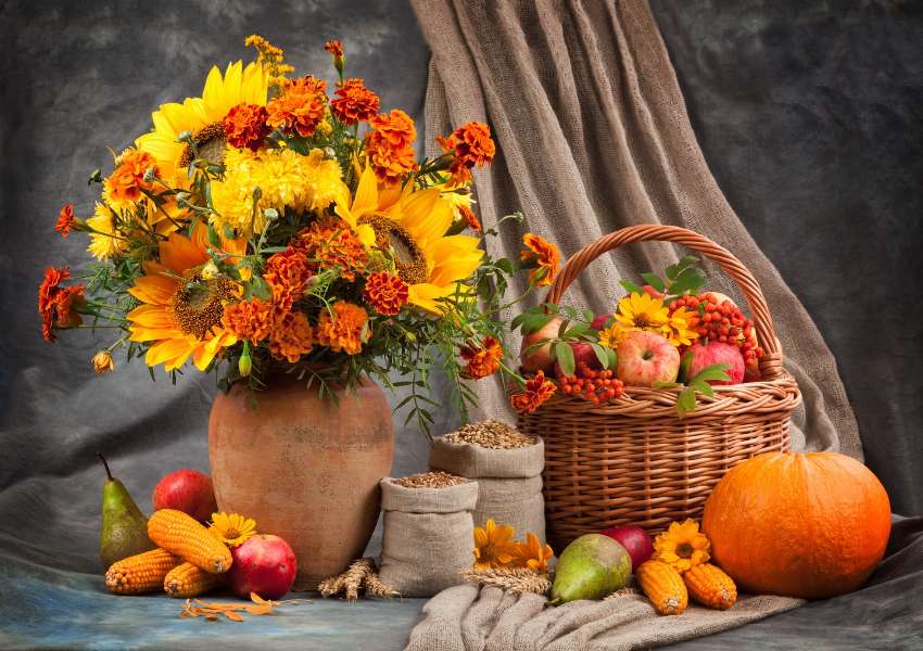 Mooi arrangement in herfstkleuren online puzzel