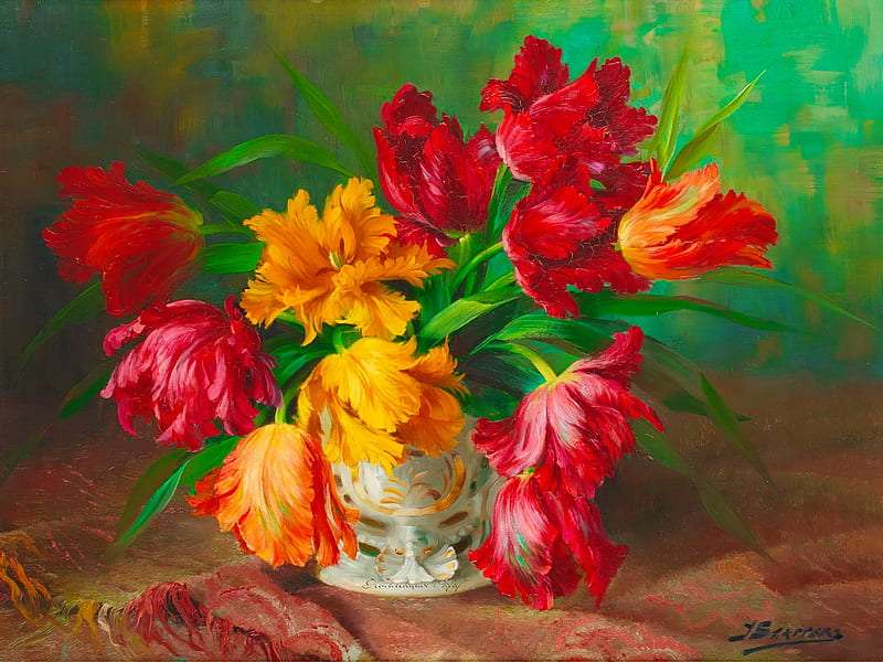 Lindas tulipas irregulares em cores adoráveis puzzle online