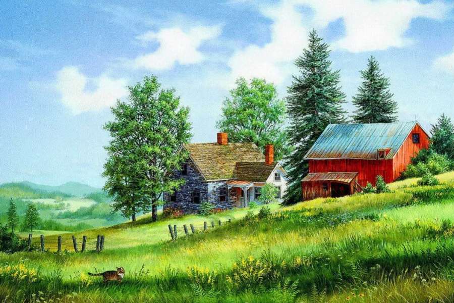 田舎の美しい夏の風景 ジグソーパズルオンライン