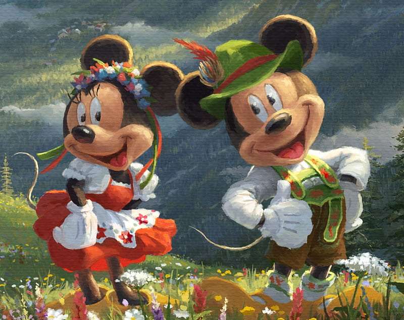 Mickey și Minnie Mouse în Elveția puzzle online