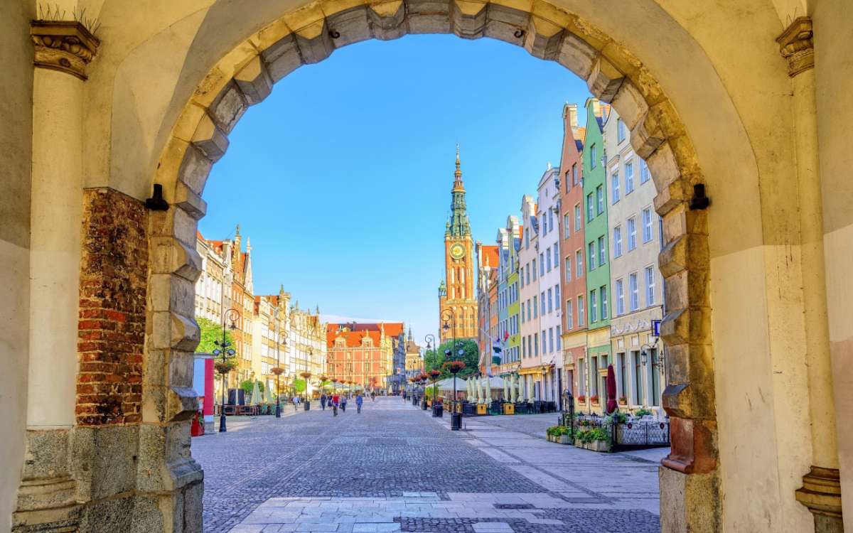 Gdańsk - de oude stad achter de boog legpuzzel online